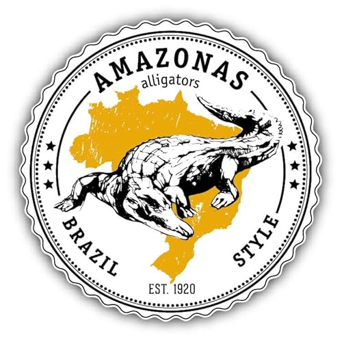 WildeBabsKLBT 11cm 2xHochwertiger Auto-Aufkleber Sticker Decal Autoaufkleber Aufkleber-Folie Wunschtext Amazonas Style Brazil Alligators Label G680 von WildeBabsKLBT