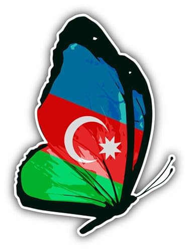 WildeBabsKLBT 11cm 2xHochwertiger Auto-Aufkleber Sticker Decal Autoaufkleber Aufkleber-Folie Wunschtext Azerbaijan Flagge Fahne Wappen Butterfly Schmetterling G1732 von WildeBabsKLBT