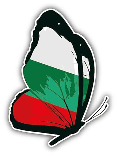 WildeBabsKLBT 11cm 2xHochwertiger Auto-Aufkleber Sticker Decal Autoaufkleber Aufkleber-Folie Wunschtext Bulgaria Flagge Fahne Wappen Butterfly Schmetterling G1975 von WildeBabsKLBT