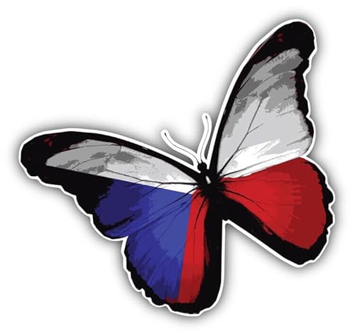 WildeBabsKLBT 11cm 2xHochwertiger Auto-Aufkleber Sticker Decal Autoaufkleber Aufkleber-Folie Wunschtext Czech Republic Flagge Fahne Wappen Butterfly Schmetterling G1315 von WildeBabsKLBT