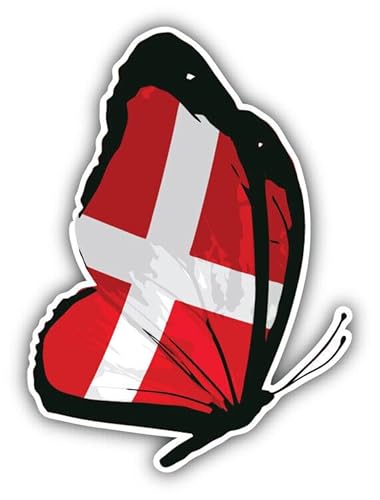 WildeBabsKLBT 11cm 2xHochwertiger Auto-Aufkleber Sticker Decal Autoaufkleber Aufkleber-Folie Wunschtext Denmark Flagge Fahne Wappen Butterfly Schmetterling G2088 von WildeBabsKLBT