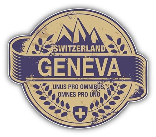 WildeBabsKLBT 11cm 2xHochwertiger Auto-Aufkleber Sticker Decal Autoaufkleber Aufkleber-Folie Wunschtext Geneva Stadt Switzerland Reise Stempel G290 von WildeBabsKLBT