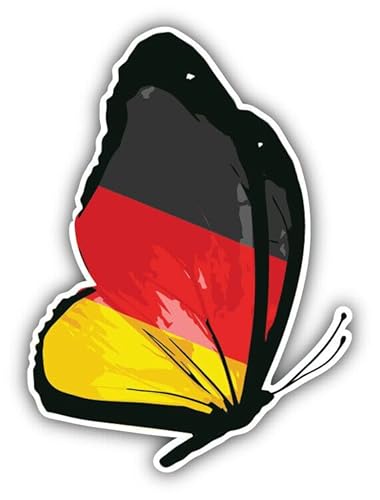 WildeBabsKLBT 11cm 2xHochwertiger Auto-Aufkleber Sticker Decal Autoaufkleber Aufkleber-Folie Wunschtext Germany Deutschland Flagge Fahne Wappen Butterfly Schmetterling G2084 von WildeBabsKLBT