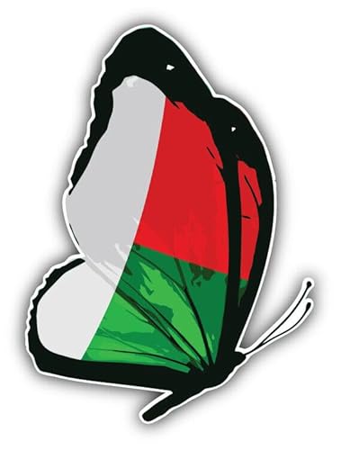 WildeBabsKLBT 11cm 2xHochwertiger Auto-Aufkleber Sticker Decal Autoaufkleber Aufkleber-Folie Wunschtext Madagascar Flagge Fahne Wappen Butterfly Schmetterling G1724 von WildeBabsKLBT