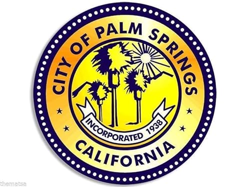 WildeBabsKLBT 11cm Hochwertiger Auto-Aufkleber Sticker Decal Autoaufkleber Aufkleber-Folie Wetterfest Palm Springs California City Seal F2358 von WildeBabsKLBT