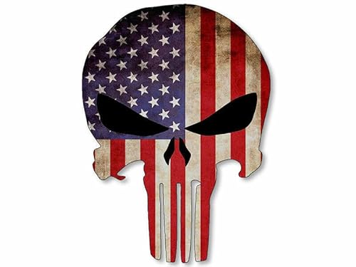 WildeBabsKLBT 11cm Hochwertiger Auto-Aufkleber Sticker Decal Autoaufkleber Aufkleber-Folie Wetterfest Punisher Totenkopf Skull Vintage USA Flag Flagge Fahne F708 von WildeBabsKLBT