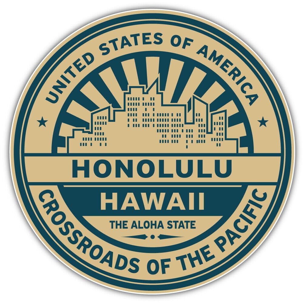 WildeBabsKLBT 11cm Hochwertiger Premium Auto-Aufkleber Sticker Decal Autoaufkleber Klebefolie Honolulu City Stadt Hawaii USA Staat Floral H310 von WildeBabsKLBT