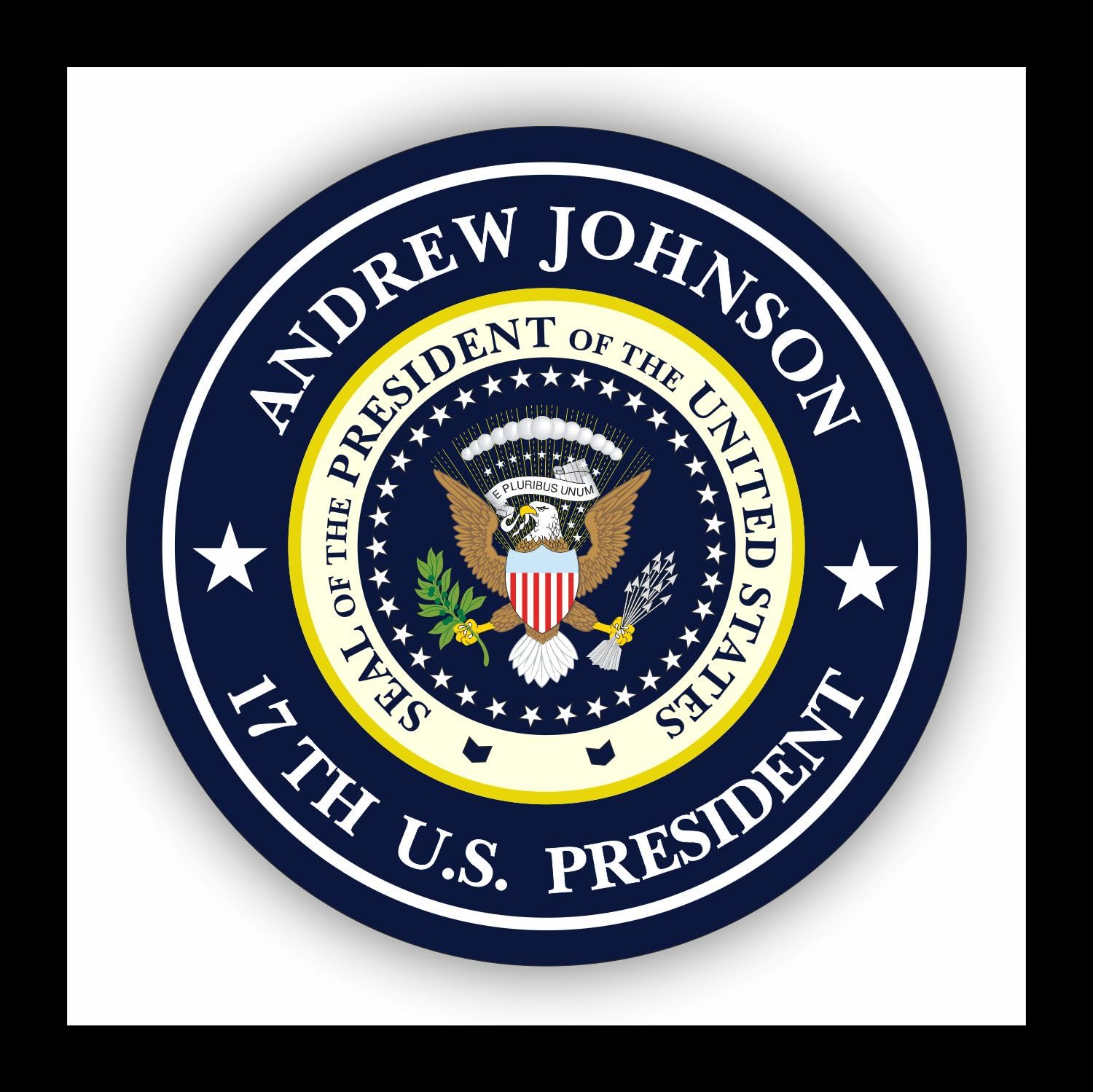 WildeBabsKLBT Autoaufkleber Andrew Johnson 17.President of The United States Seal Wappen Sticker Decal 11cm Hochwertiger Auto-Aufkleber Aufkleber-Folie Wetterfest U3 von WildeBabsKLBT