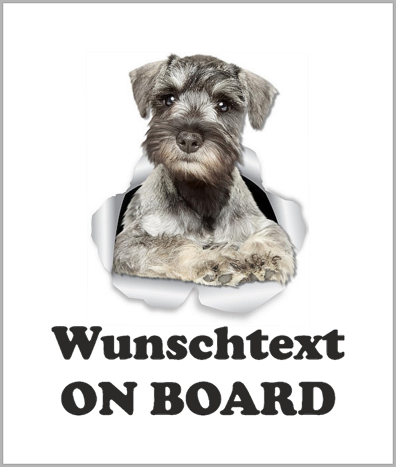 WildeBabsKLBT Autoaufkleber D761 hell-grau Riesen-Schnauzer Hund Welpe On Board An Bord 15cm WUNSCHTEXT Hochwertiger Aufkleber Sticker Decal Namen Buchstaben Schriftzug Spruch von WildeBabsKLBT