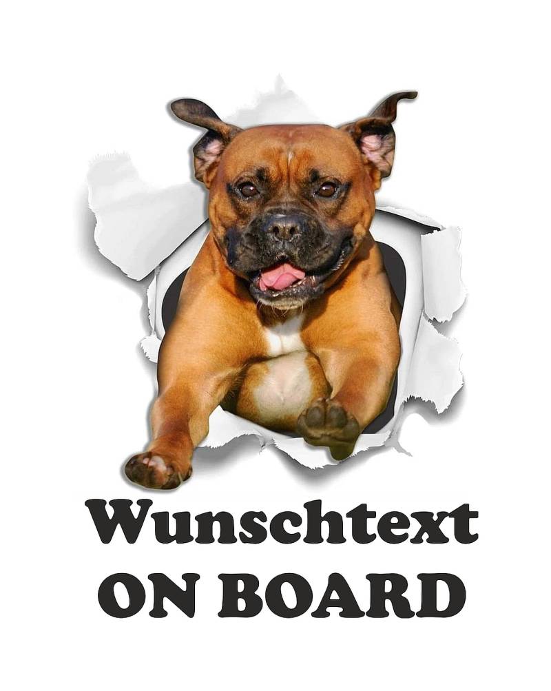 WildeBabsKLBT Autoaufkleber D776 American Staffordshire Terrier Am Staff Hund Welpe On Board An Bord 15cm WUNSCHTEXT Hochwertiger Aufkleber Sticker Decal Namen Buchstaben Schriftzug Spruch von WildeBabsKLBT