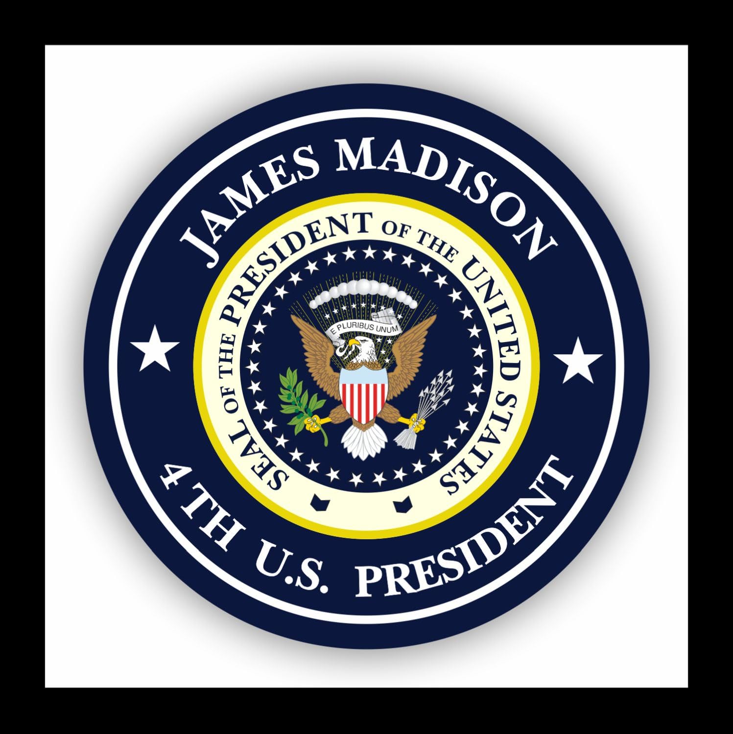 WildeBabsKLBT Autoaufkleber James Madison 4.President of The United States Seal Wappen Sticker Decal 11cm Hochwertiger Auto-Aufkleber Aufkleber-Folie Wetterfest U25 von WildeBabsKLBT