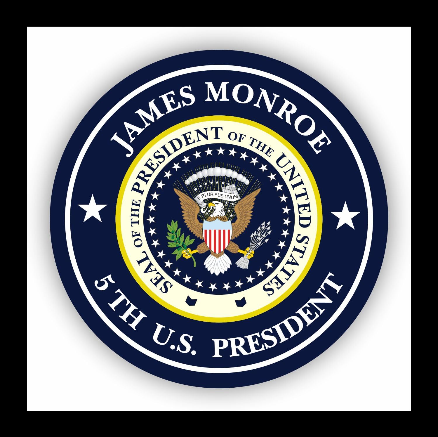 WildeBabsKLBT Autoaufkleber James Monroe 5.President of The United States Seal Wappen Sticker Decal 11cm Hochwertiger Auto-Aufkleber Aufkleber-Folie Wetterfest U26 von WildeBabsKLBT