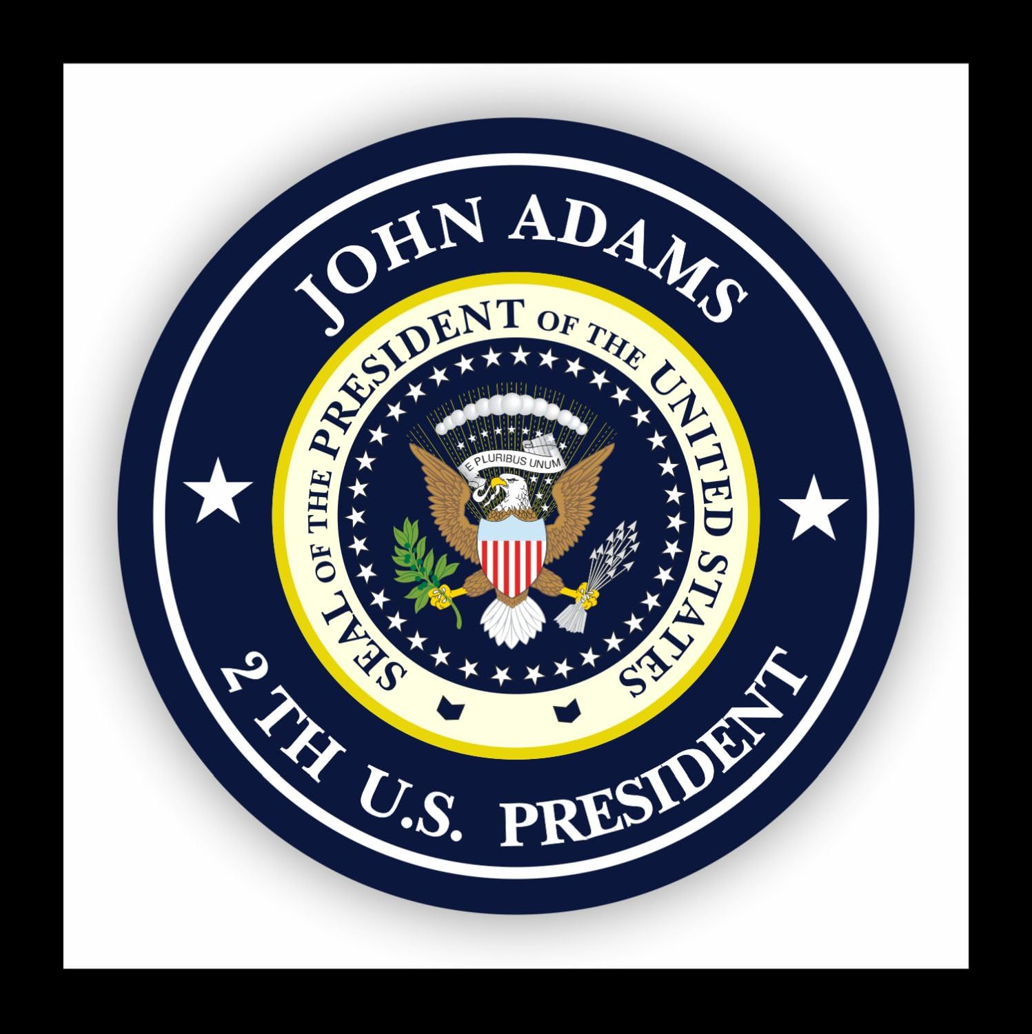 WildeBabsKLBT Autoaufkleber John Adams 2.President of The United States Seal Wappen Sticker Decal 11cm Hochwertiger Auto-Aufkleber Aufkleber-Folie Wetterfest U29 von WildeBabsKLBT