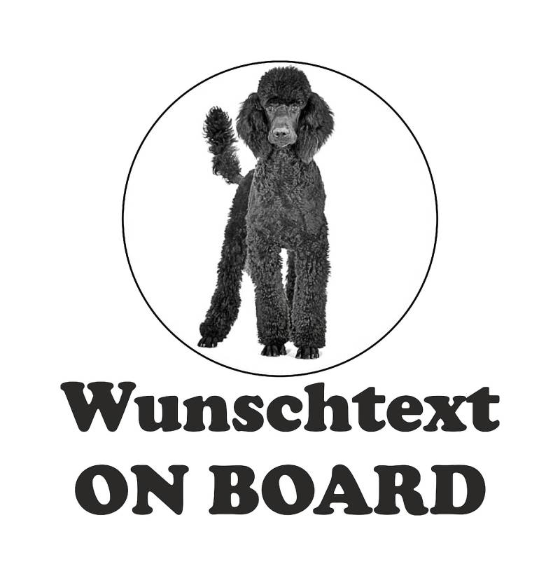 WildeBabsKLBT Autoaufkleber Kreis No538 schwarz Pudel Hund Welpe On Board An Bord 15cm WUNSCHTEXT Hochwertiger Aufkleber Sticker Decal Namen Buchstaben Schriftzug Spruch von WildeBabsKLBT