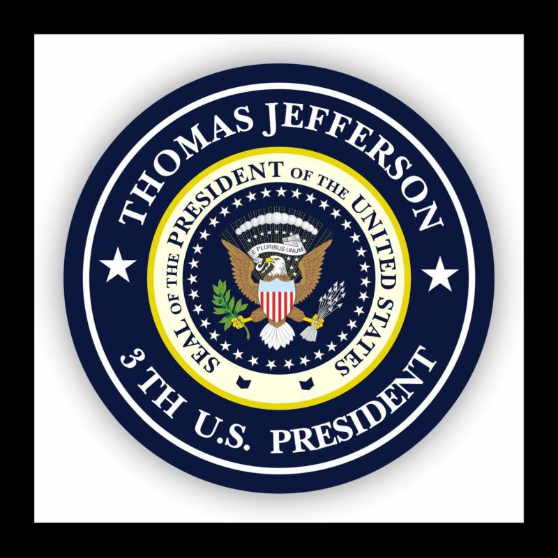 WildeBabsKLBT Autoaufkleber Thomas Jefferson 3.President of The United States Seal Wappen Sticker Decal 11cm Hochwertiger Auto-Aufkleber Aufkleber-Folie Wetterfest U40 von WildeBabsKLBT