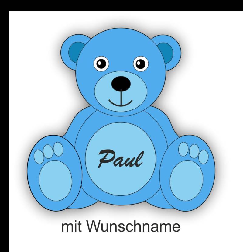 WildeBabsKLBT Autoaufkleber Wunschname Blau Teddy Bear Bär Aufkleber Sticker Name Schriftzug Wunschtext Sticker Decal 15cm Hochwertiger Auto-Aufkleber Aufkleber-Folie Wetterfest T16 von WildeBabsKLBT