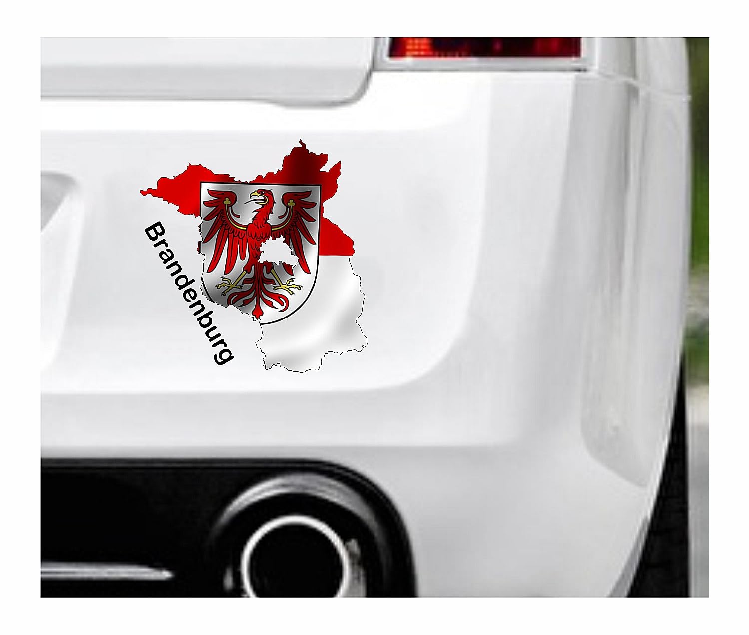 WildeBabsKLBT Brandenburg Bundesland Schrift schwarz Fahne Flagge Wappen Staat Land Karte Form 11cm Hochwertiger Premium Auto-Aufkleber Sticker Decal Autoaufkleber Q1 von WildeBabsKLBT