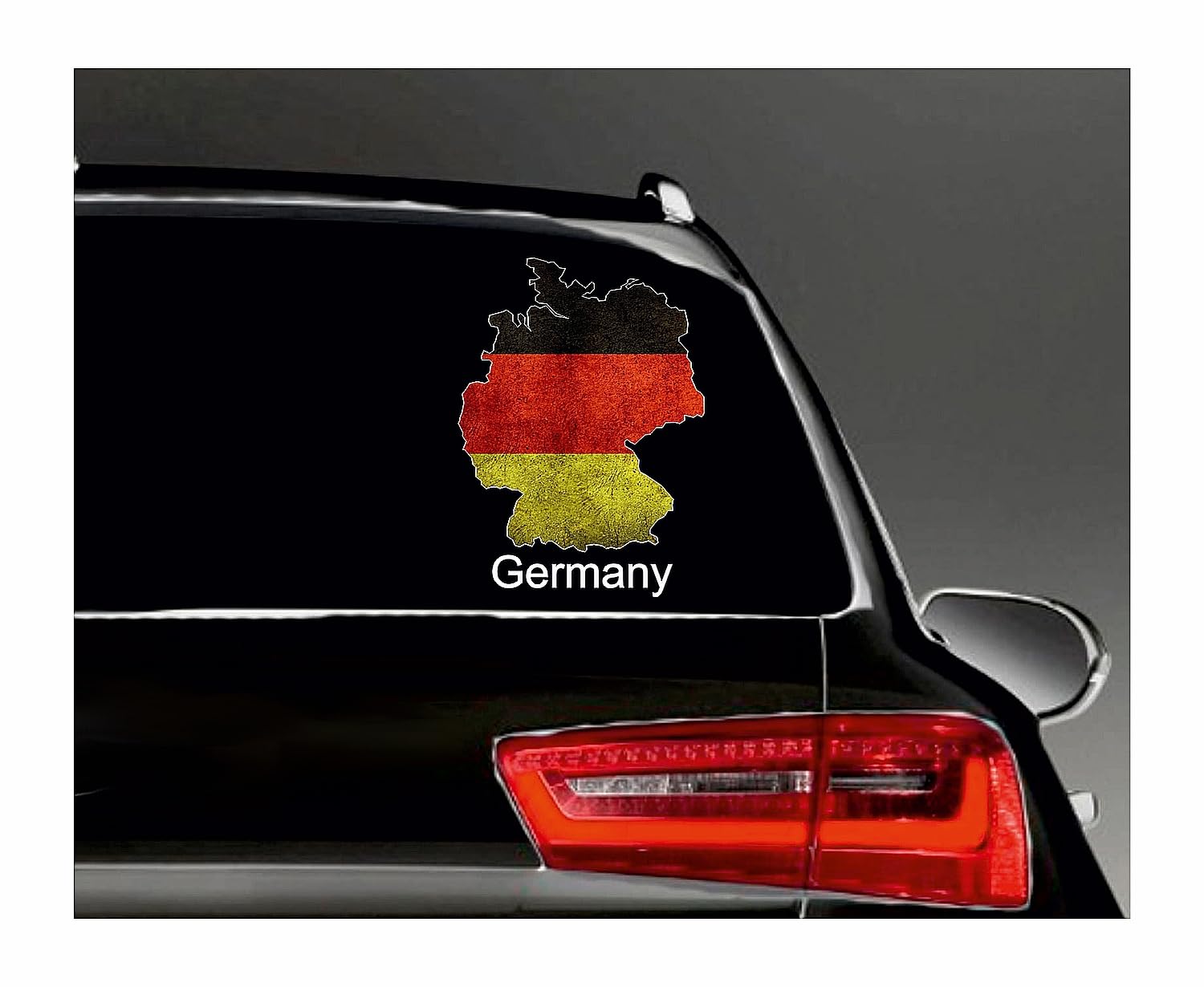 WildeBabsKLBT Flagge Germany Used Look Schrift weiß Fahne Flagge Wappen Staat Land Karte Form 11cm Hochwertiger Premium Auto-Aufkleber Sticker Decal Autoaufkleber Q101 von WildeBabsKLBT