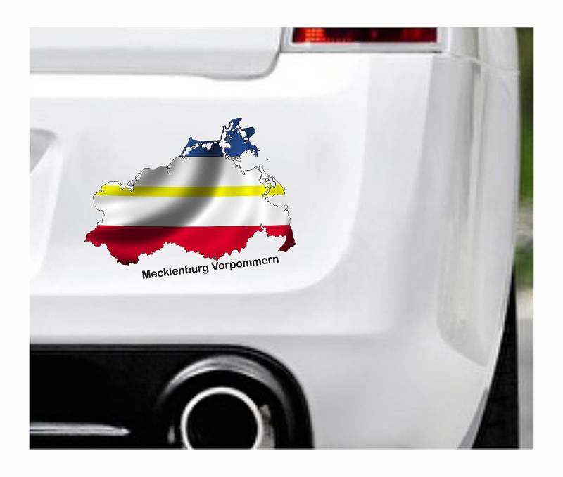 WildeBabsKLBT I083 Bundesland Mecklenburg Vorpommern Schrift schwarz Fahne Flagge Wappen Staat Land Karte Form 11cm Hochwertiger Premium Auto-Aufkleber Sticker Decal Autoaufkleber Q113 von WildeBabsKLBT