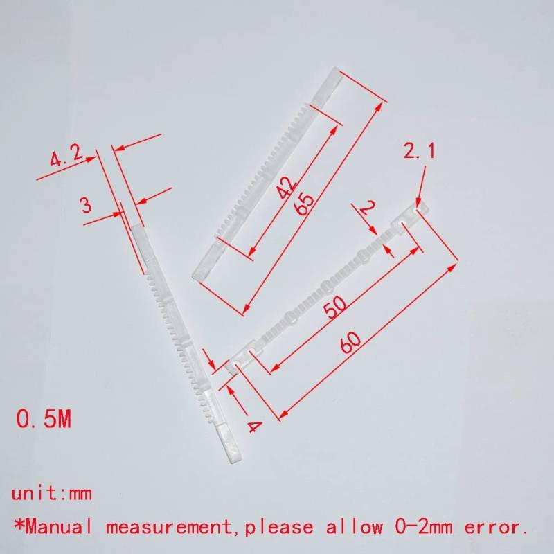 10 Stück 4 x 2 x 65 mm 0,5 m Kunststoff Zahnstange Ritzel Antrieb Kettenrad Synchronrad Spielzeug Zubehör von Wildeep