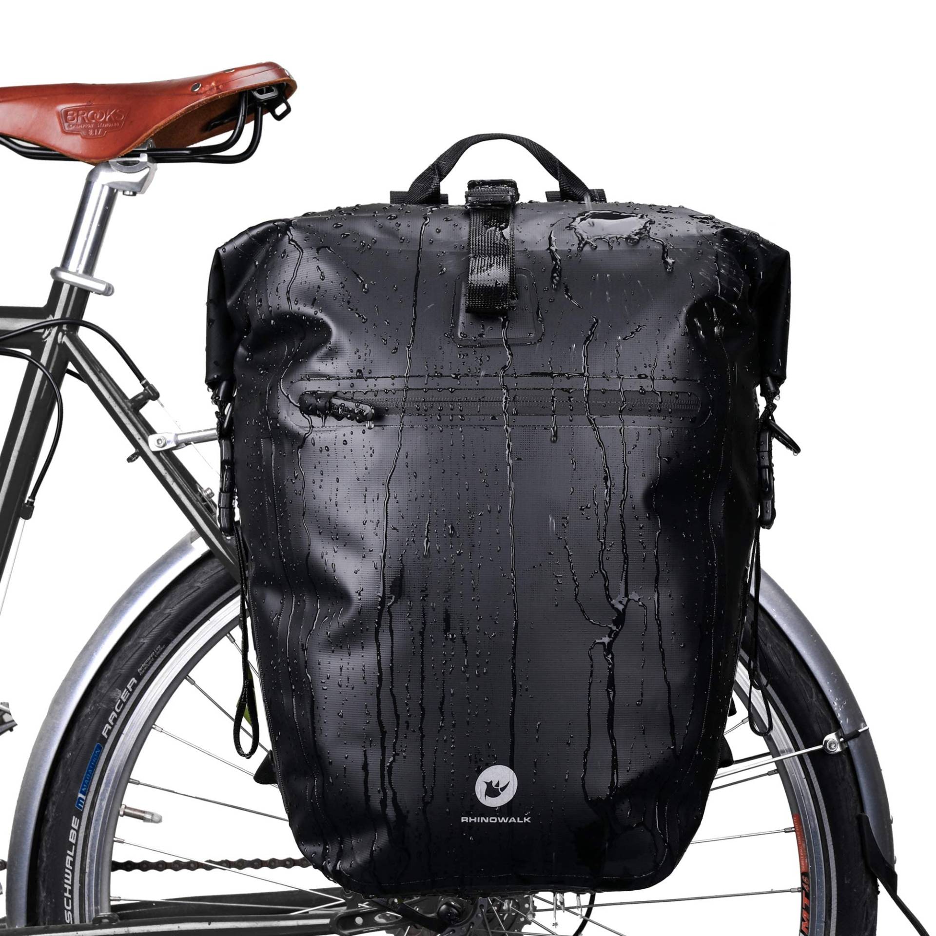 Wildken 3 in 1 Fahrradtasche für Gepäckträger, 100% Wasserdicht Fahrradrahmentasche, Multifunktional Fahrradrucksack/Hintertasche/Seitentasche/Umhängetasche/Rücksitztasche/Pendler-Tasche(Schwarz) von Wildken