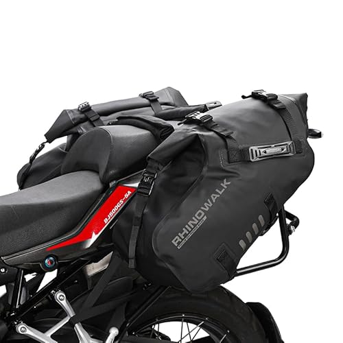 WILDKEN Hecktasche Motorrad Seitentasche Wasserdicht Satteltasche Gepäcktasche Sitztasche Rücksitztasche Umhängetasche Reisetasche Motorradtasche für Langstreckenfahrten(Schwarz-L) von WILDKEN