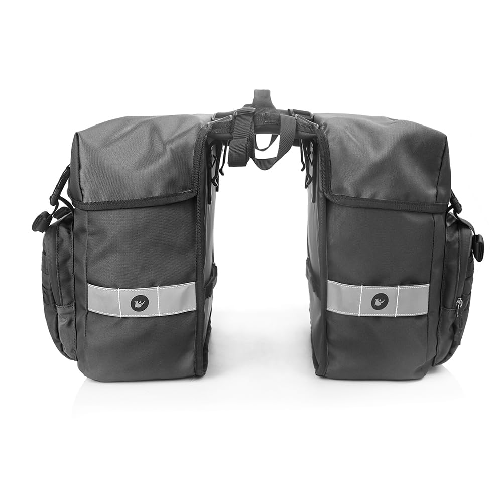 WILDKEN 40L Doppelte Fahrradtasche Multifunktional Fahrradtaschen für Gepäckträger Satteltaschen für Fahrrad Gepäckträgertasche Hinten mit Wasserdicht Regenschutz für Radfahren Reisen Outdoor Schwarz von WILDKEN