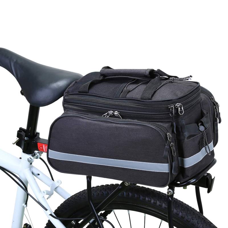 Wildken Gepäckträgertasche für Fahrrad, wasserdicht, Aufbewahrungstasche hinten, für Radfahren, MTB, Sport, Reise, mit Regenhülle (schwarz) von Wildken