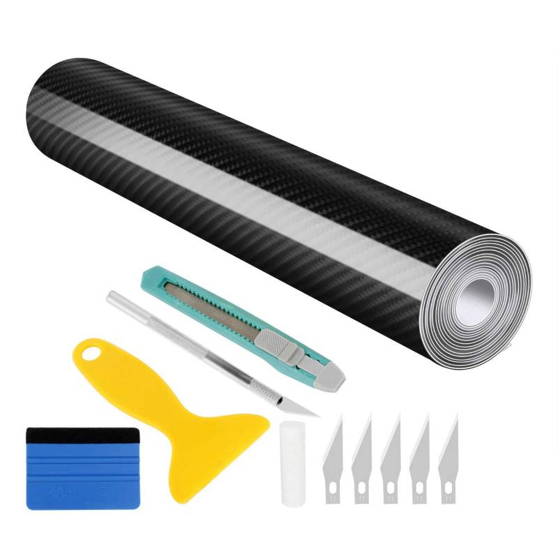 Wilktop 6D Carbon Folie, Hochglanz 6D Autofolie Carbon Vinyl Auto Folie Car Wrapping Folie 0,16mm Autofolie Schwarz (30 x 300cm) von Wilktop