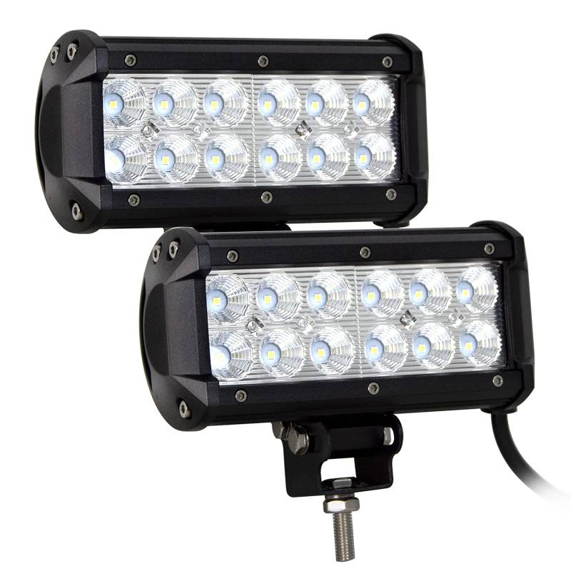 AUXTINGS LED Arbeitsscheinwerfer 7 inch(18 cm) 36W LED Zusatzscheinwerfer 3600LM Auto Scheinwerfer Offroad Flutlicht 6000K Wasserdicht IP67 Arbeitslicht 12V 24V (2 Stück) von AUXTINGS