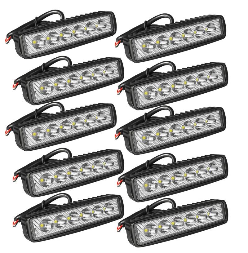 Willpower 10 Pcs LED Arbeitsscheinwerfer, 6 Zoll 18W Strahler led fernscheinwerfer, Led Scheinwerfer 12v für Auto Bagger Anhänger Traktoren LKW SUV Offroad von Willpower