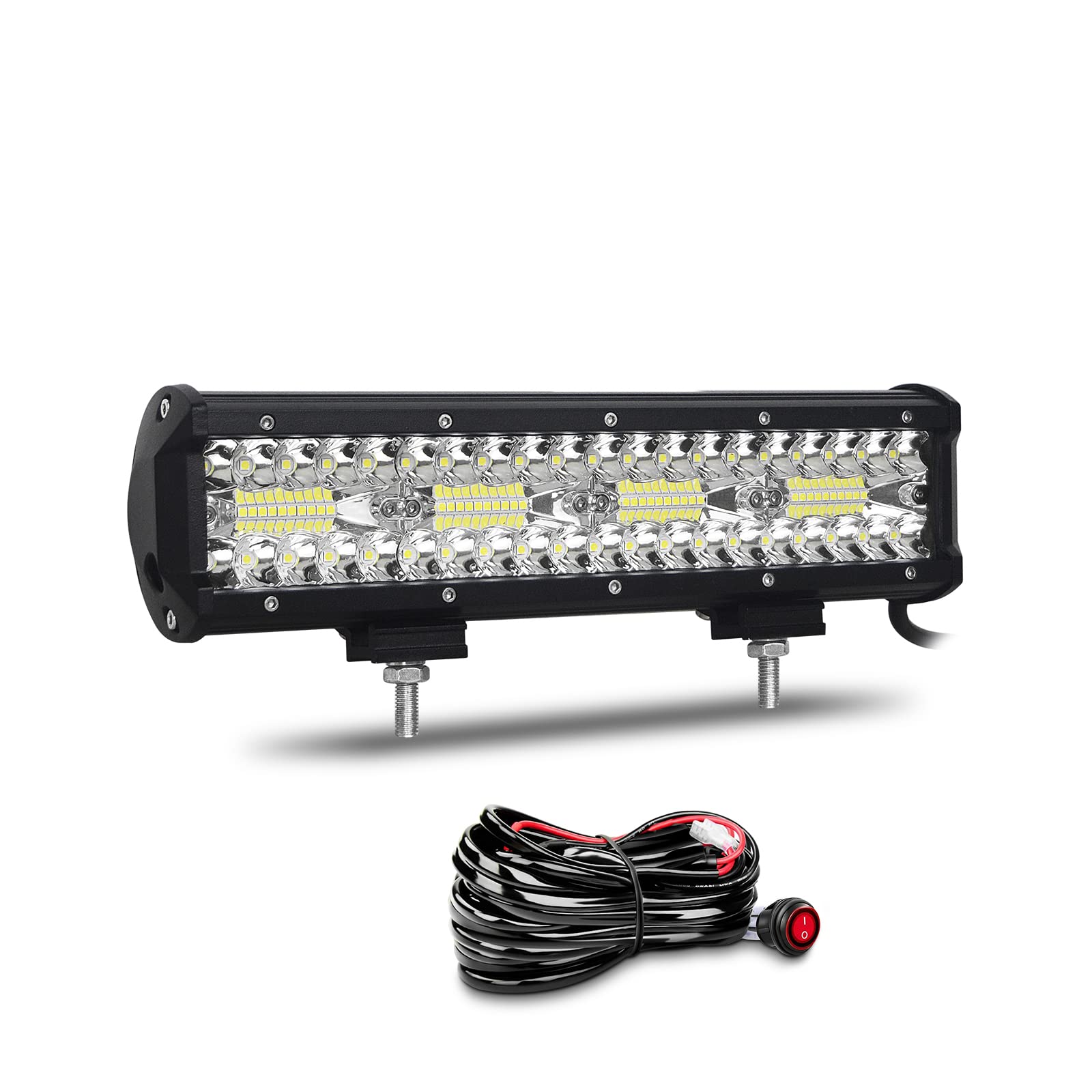 Willpower 12 Zoll 240W LED Arbeitsscheinwerfer Bar 12V 24V LED Scheinwerfer Wasserdicht Lightbar für Offroad Auto Traktor Zusatzscheinwerfer Rückfahrscheinwerfer mit Kabelbaum von Willpower