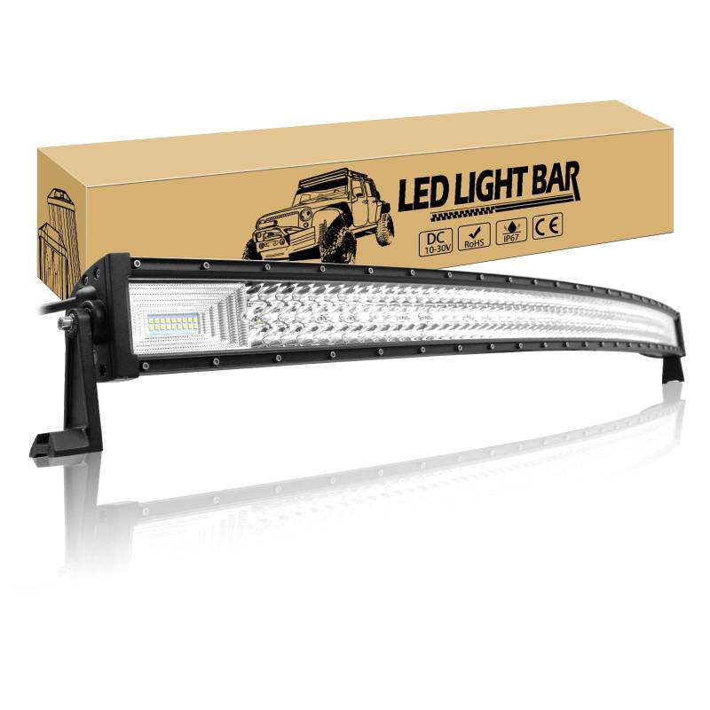 Willpower 127 cm 648 W gebogene LED-Lichtleiste, Spot-Flut-Kombi-Strahl, LED-Bar, 12 V, 24 V, wasserdicht, Nebel-Arbeitslampen, Offroad-Fahrlichter für 4 x 4, Traktor, LKW, ATV, UTV, SUV, Boot von Willpower