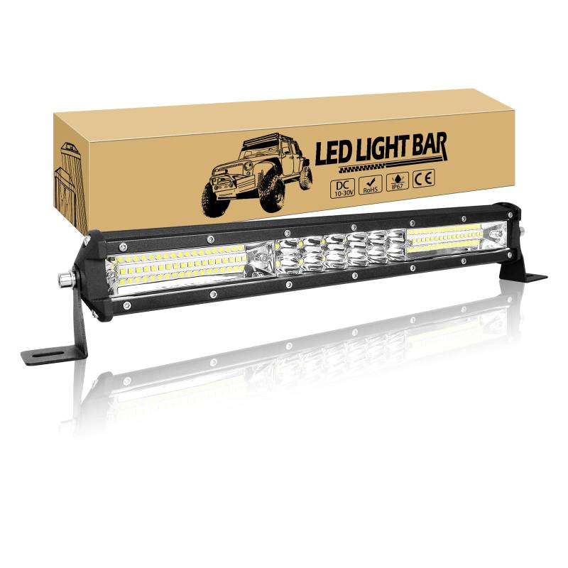 Willpower 15 Zoll 38CM 144W Led Arbeitsscheinwerfer Bar Flutlicht Spot Combo Led Scheinwerfer 12V 24V Wasserdicht IP67 Led Bar für Offroad Auto Traktor LKW Zusatzscheinwerfer Lightbar von Willpower