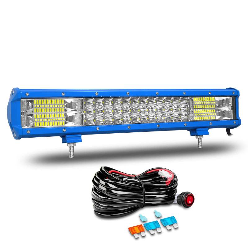 Willpower 17 Zoll 43CM 252W Led Arbeitsscheinwerfer Mit Kabelbaum 12V 24V Led Scheinwerfer Wasserdicht Led Bar für Offroad Auto Traktor 4x4 Boot Zusatzscheinwerfer Rückfahrscheinwerfer Lightbar von Willpower