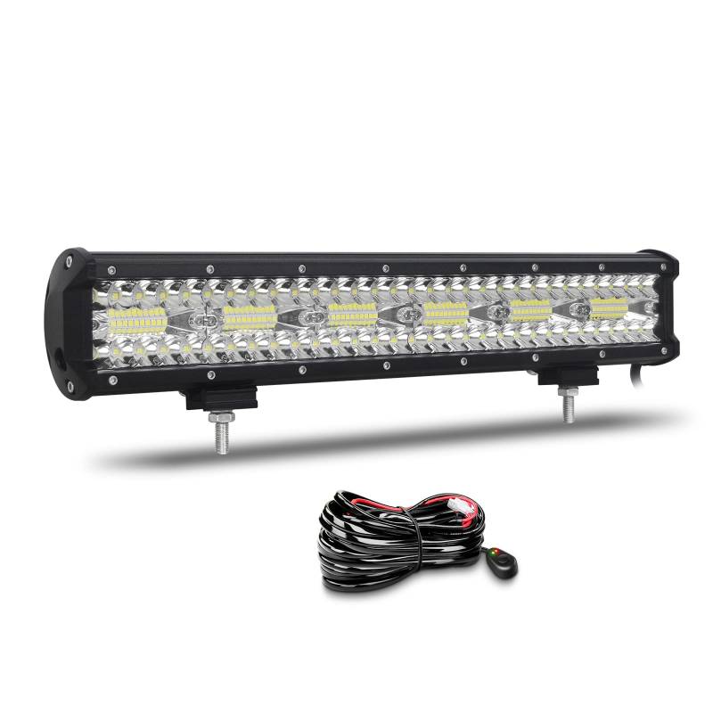 Willpower 17 Zoll 43CM 360W Led Arbeitsscheinwerfer Bar Led Scheinwerfer 12V 24V Wasserdicht Flutlicht Spot Combo Led Bar für Offroad Auto Traktor Zusatzscheinwerfer Rückfahrscheinwerfer mit Kabelbaum von Willpower