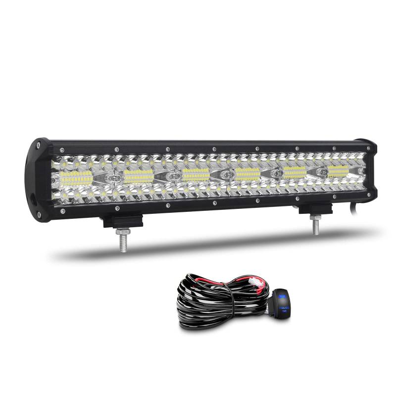 Willpower 17 Zoll 43CM 360W Led Arbeitsscheinwerfer Bar Led Scheinwerfer 12V 24V Wasserdicht Flutlicht Spot Combo Led Bar für Offroad Auto Traktor Zusatzscheinwerfer Rückfahrscheinwerfer mit Kabelbaum von Willpower