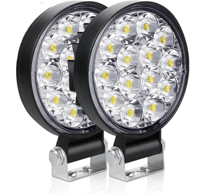 Willpower 2 Pcs LED Arbeitsscheinwerfer, 3.3 Zoll 42W Strahler led fernscheinwerfer, Led Scheinwerfer 12v für Auto Bagger Anhänger Traktoren LKW SUV offroad von Willpower