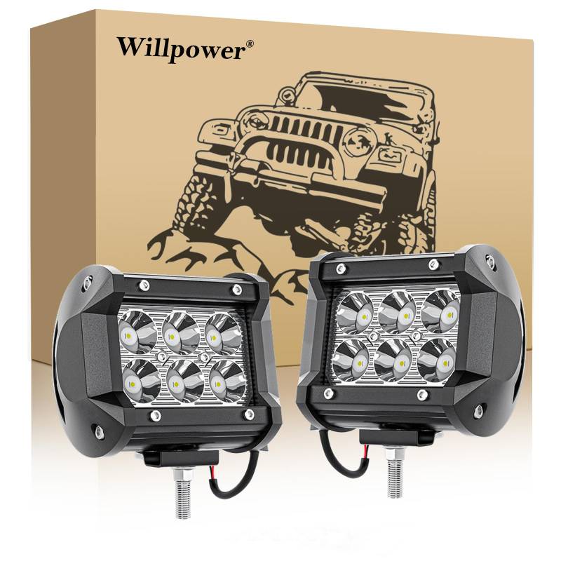 Willpower 2 Pcs LED Arbeitsscheinwerfer, 4 Zoll 18W led Strahler, Led Scheinwerfer 12v für Auto Bagger Anhänger Traktoren LKW SUV offroad von Willpower