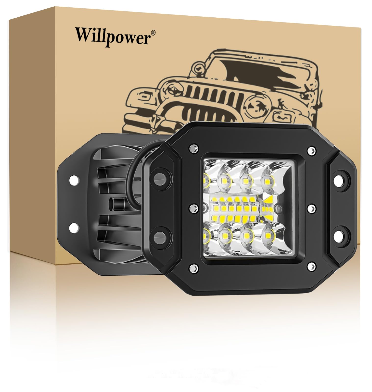 Willpower 2 Pcs LED Arbeitsscheinwerfer, 5 Zoll 42W Strahler led fernscheinwerfer, Led Scheinwerfer 12v für Auto Bagger Anhänger Traktoren LKW SUV offroad von Willpower