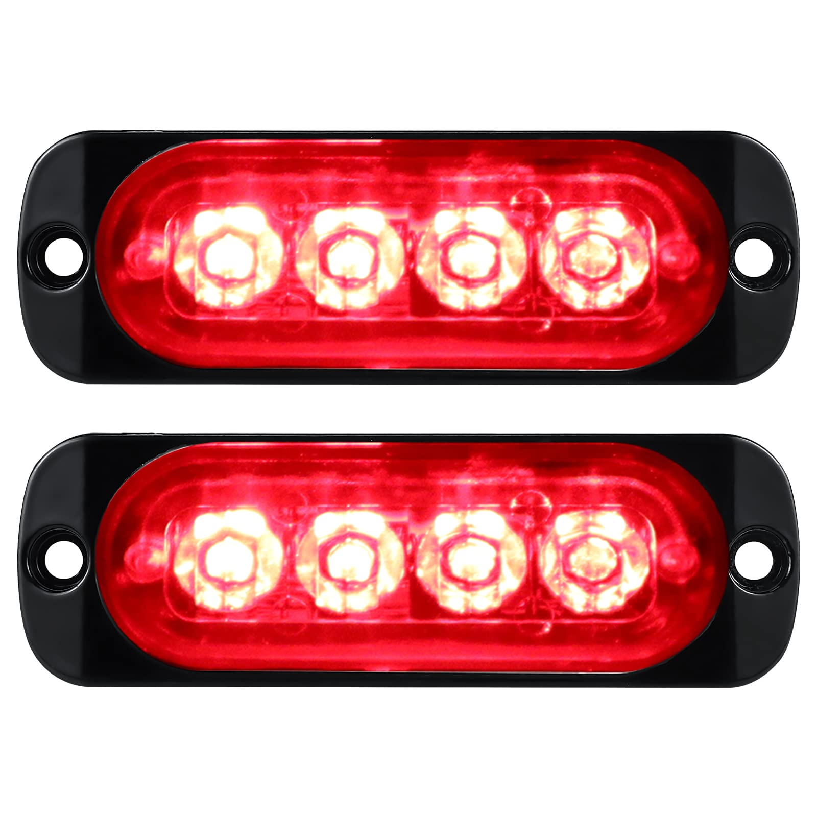 Willpower 2 Stück 4 LED Stroboskoplicht, Notfalllicht, Rot, Seitenmarkierungsleuchten, Auto, 12 V, 24 V, LED-Lichtleiste, Blinklicht, Sicherheit für Anhänger, Nutzfahrzeuge, Boote, Traktor, Fahrzeug von Willpower