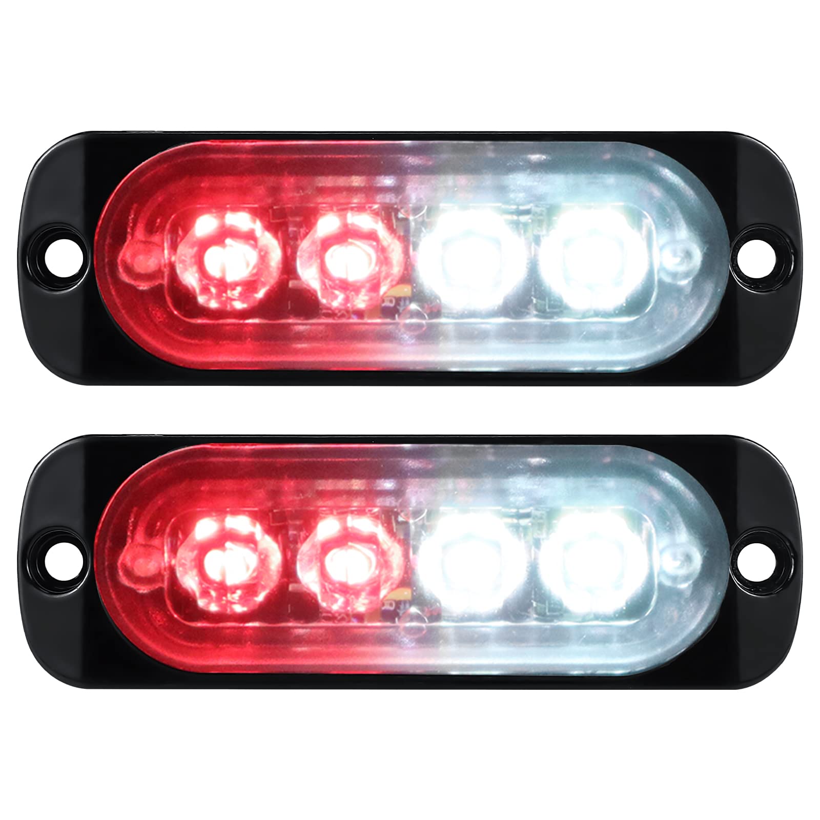 Willpower 2 Stück 4 LED Stroboskoplicht Notlicht Rot Weiß Seitenmarkierungsleuchten Auto 12 V 24 V LED-Lichtleiste Blinklicht Sicherheit für Anhänger Nutzfahrzeug Boot Traktor Fahrzeug von Willpower