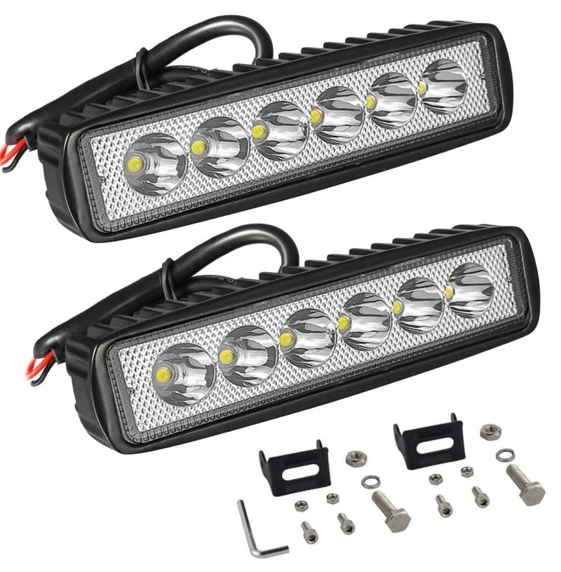 Willpower 2 Pcs LED Arbeitsscheinwerfer, 6 Zoll 18W Strahler led fernscheinwerfer, Led Scheinwerfer 12v für Auto Bagger Anhänger Traktoren LKW SUV Offroad von Willpower