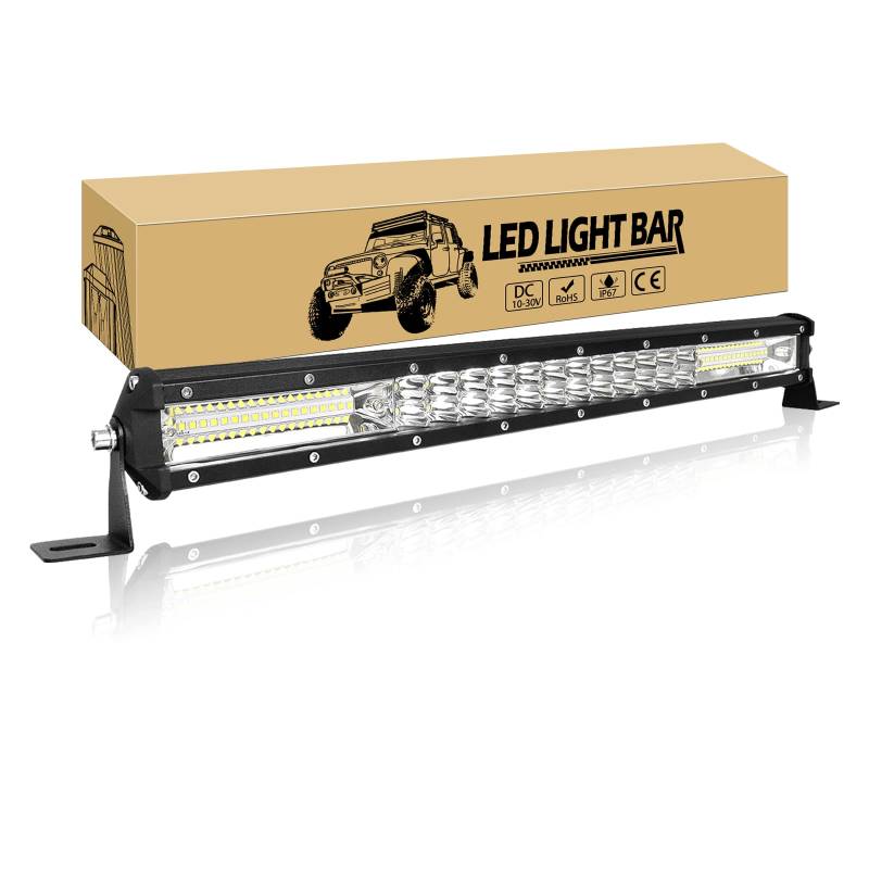 Willpower 20 Zoll 51CM 180W Led Arbeitsscheinwerfer Bar Flutlicht Spot Combo Led Scheinwerfer 12V 24V Wasserdicht IP67 Led Bar für Offroad Auto Traktor LKW Zusatzscheinwerfer Lightbar von Willpower