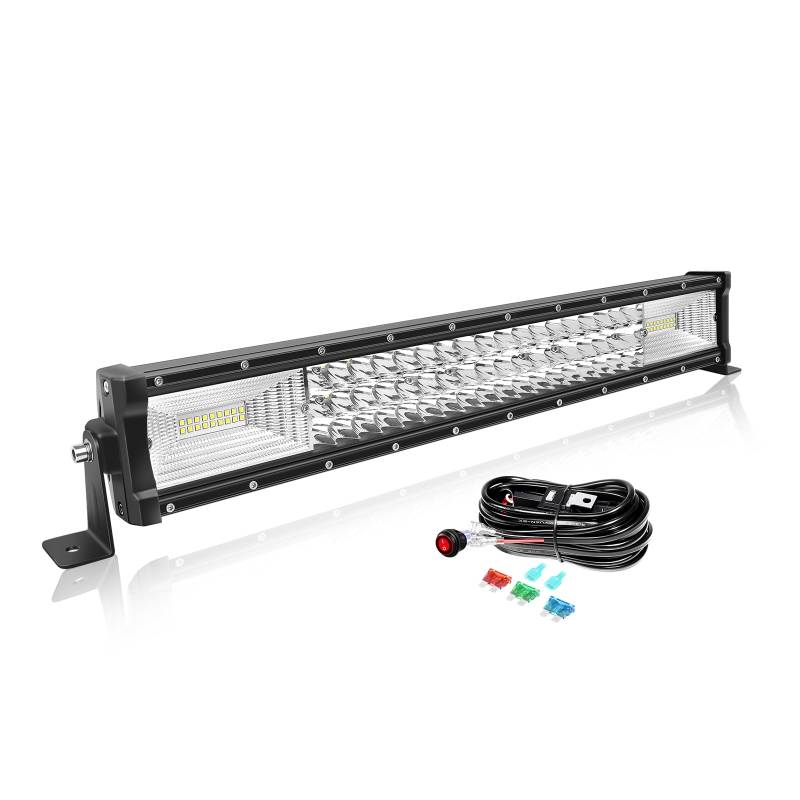 Willpower 22 Zoll 56CM 270W Led Arbeitsscheinwerfer Bar Gebogen Led Scheinwerfer 12V 24V Flutlicht Spot Led Bar für Offroad Auto Traktor Zusatzscheinwerfer Rückfahrscheinwerfer Lightbar mit Kabelbaum von Willpower