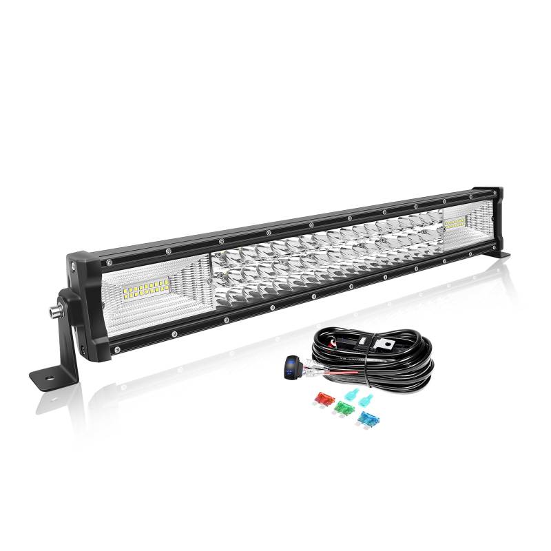 Willpower 22 Zoll 56CM 270W Led Arbeitsscheinwerfer Bar Gebogen Led Scheinwerfer 12V 24V Flutlicht Spot Led Bar für Offroad Auto Traktor Zusatzscheinwerfer Rückfahrscheinwerfer Lightbar mit Kabelbaum von Willpower