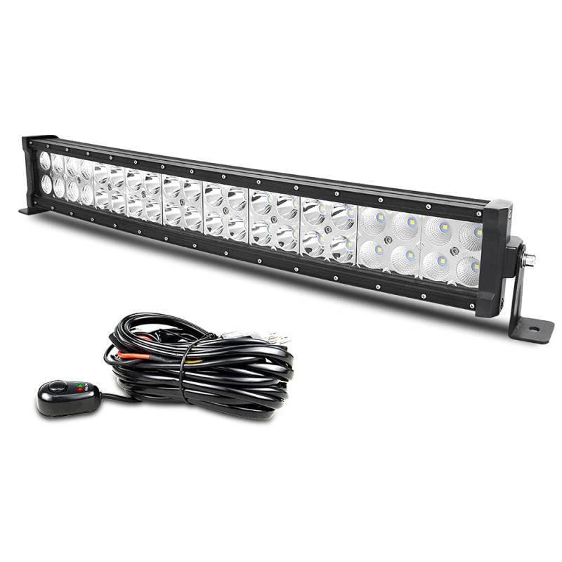 Willpower 22 Zoll 56cm 120W LED Arbeitsscheinwerfer Bar Gebogen LED Scheinwerfer 12V 24V mit Kabelbaum Flutlicht Reflektor Combo Arbeitslicht Zusatzscheinwerfer Auto Offroad Traktor SUV UTV ATV von Willpower