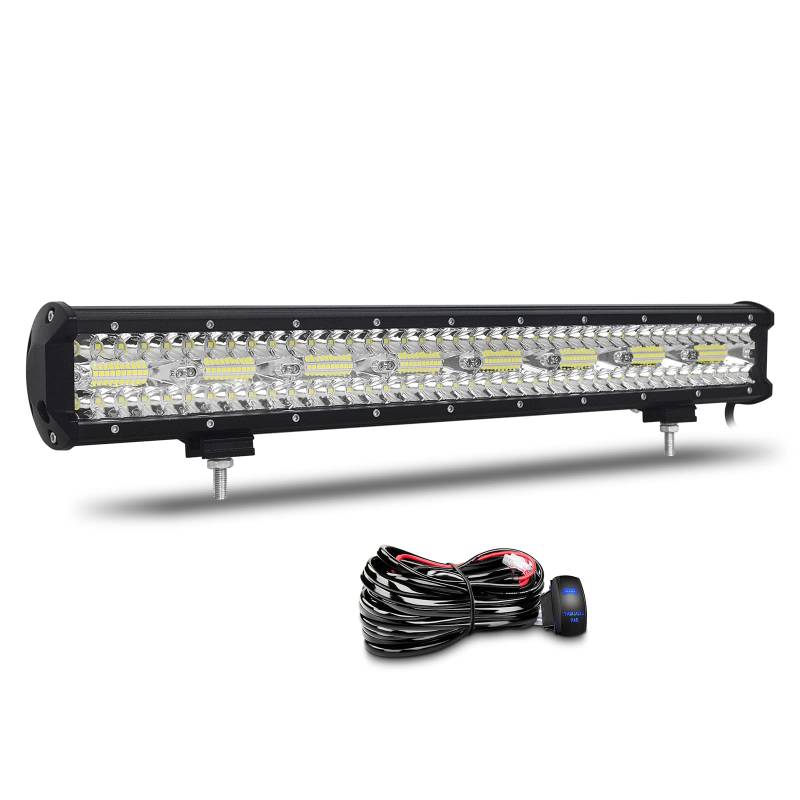 Willpower 23 Zoll 58CM 480W Led Arbeitsscheinwerfer Bar Led Scheinwerfer 12V 24V Wasserdicht Flutlicht Spot Combo Led Bar für Offroad Auto Traktor Zusatzscheinwerfer Rückfahrscheinwerfer mit Kabelbaum von Willpower