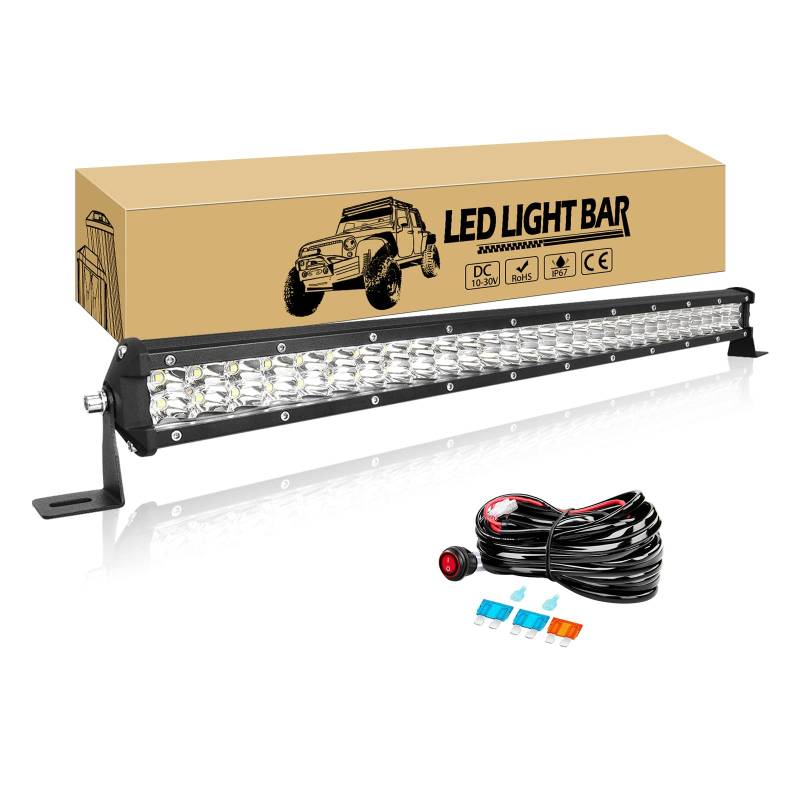 Willpower 24 Zoll 61CM 180W Led Arbeitsscheinwerfer Bar mit Kabelbaum Spot Led Scheinwerfer 12V 24V Wasserdicht Led Bar für Offroad Auto Traktor LKW Zusatzscheinwerfer Rückfahrscheinwerfer Lightbar von Willpower