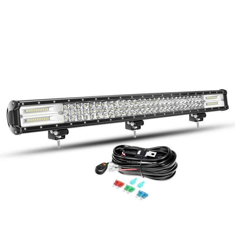 Willpower 28 Zoll LED Arbeitsscheinwerfer Bar 396W LED Scheinwerfer 12V 24V mit Kabelbaum Flutlicht Spotlight LED Lightbar Zusatzscheinwerfer für Auto Offroad Traktor SUV UTV ATV von Willpower